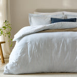Striped Blue Bedding - Hebden Mélange Stripe 100% Cotton Duvet Cover Set Mineral Blue Yard