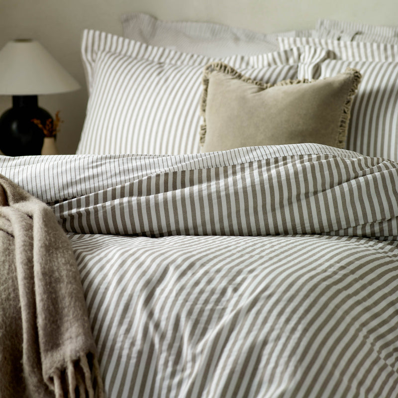  Bedding - Hebden Mélange Stripe 100% Cotton Duvet Cover Set Mole Yard