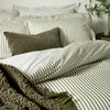  Bedding - Hebden Mélange Stripe 100% Cotton Duvet Cover Set Olive Yard