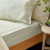 Striped Green Bedding - Hebden Mélange Stripe Pillowcase Pair Forest Yard