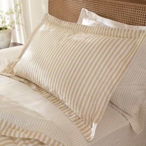 Striped Yellow Bedding - Hebden Mélange Stripe 100% Cotton Pillowcase Pair Honey Yellow Yard