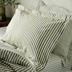 Striped Green Bedding - Hebden Mélange Stripe 100% Cotton Pillowcase Pair Olive Yard