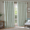  Curtains - Hebden Striped 100% Cotton Lined Eyelet Curtains Eucalyptus Yard
