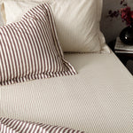 Striped Red Bedding - Hebden 100% Cotton Narrow Stripe Fitted Bed Sheet Beetroot Yard