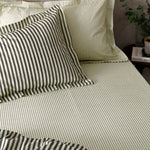 Striped Black Bedding - Hebden 100% Cotton Narrow Stripe Fitted Bed Sheet Black Yard