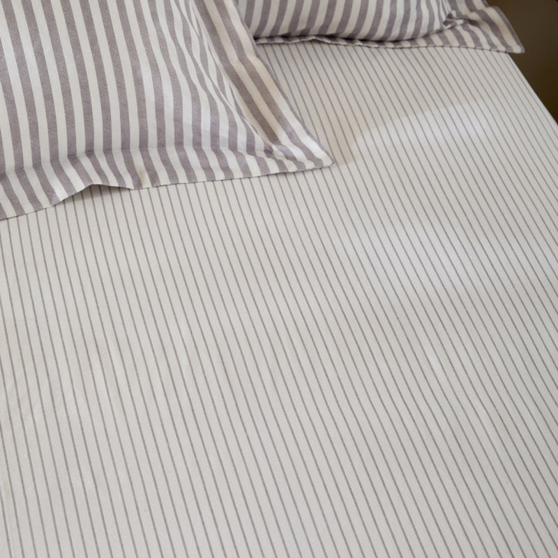 Striped Purple Bedding - Hebden 100% Cotton Narrow Stripe Fitted Bed Sheet Mauve Yard