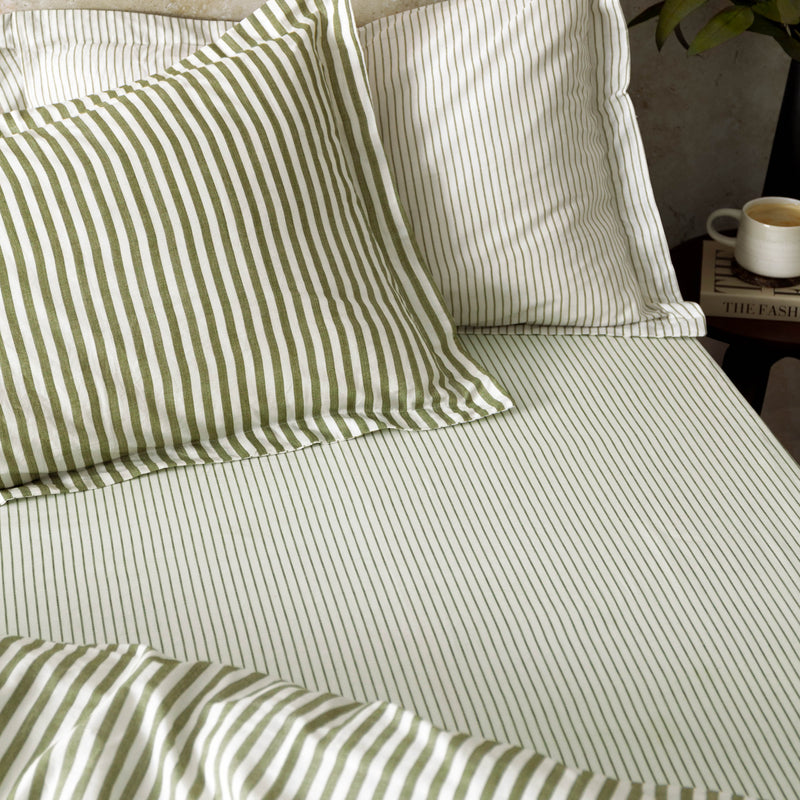  Bedding - Hebden  Fitted Bed sheet Olive Yard