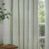  Curtains - Hebden Striped 100% Cotton Lined Eyelet Curtains Eucalyptus Yard