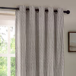 Striped Grey Curtains - Hebden Striped Cotton Eyelet Curtains Grey Yard