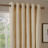  Curtains - Hebden Striped 100% Cotton Lined Eyelet Curtains Honey Yellow Yard