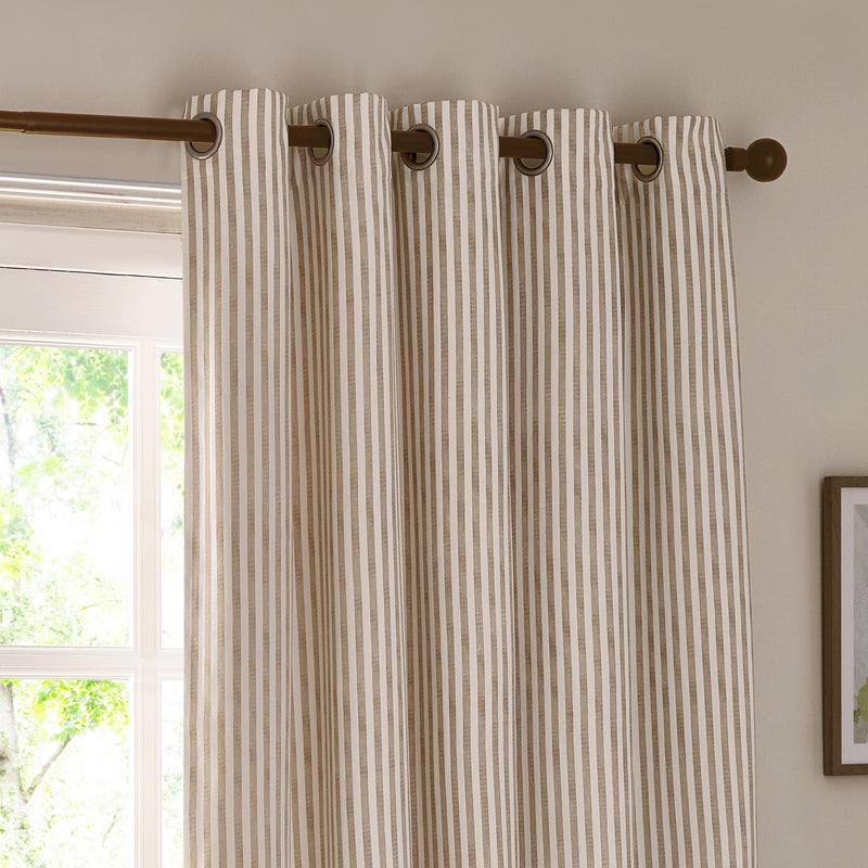 Striped Beige Curtains - Hebden Striped Cotton Eyelet Curtains Natural Yard