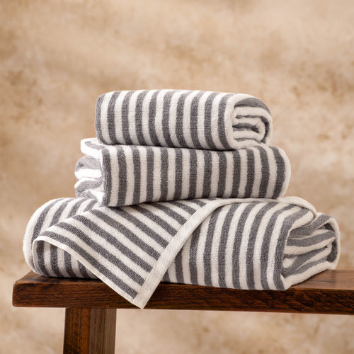 Striped Grey Bathroom - Hebden Striped Cotton Towels Grey Yard