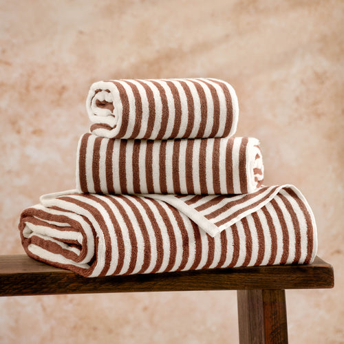 Striped Brown Bathroom - Hebden Striped Cotton Towels Pecan Yard