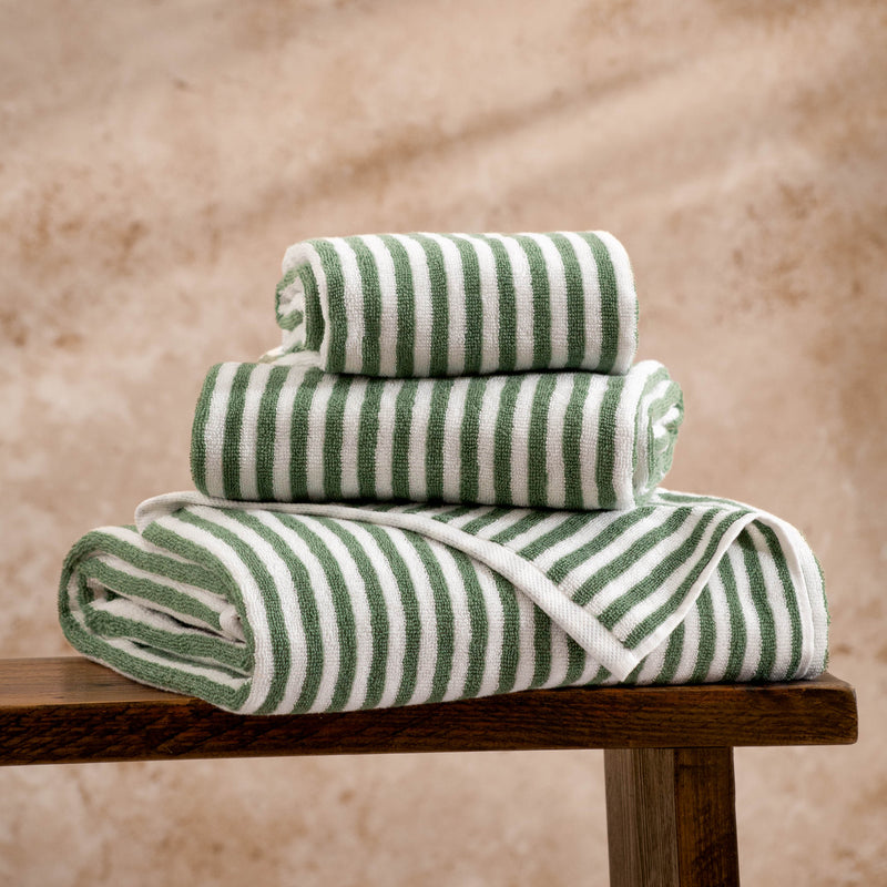 Striped White Bathroom - Hebden Striped Cotton Towels Forest Yard