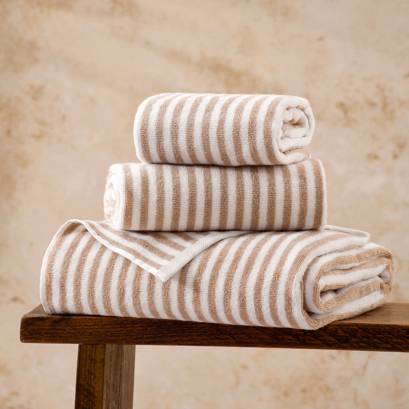 Striped White Bathroom - Hebden Striped Cotton Towels Natural Yard