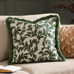 Floral Green Cushions - Hedera Jacquard Cushion Cover Green Paoletti