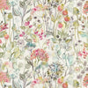 Floral Multi Fabric - Country Hedgerow Printed Cotton Fabric  Coral Linen Voyage Maison