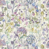 Floral Purple Fabric - Country Hedgerow Printed Cotton Fabric Lilac Linen Voyage Maison