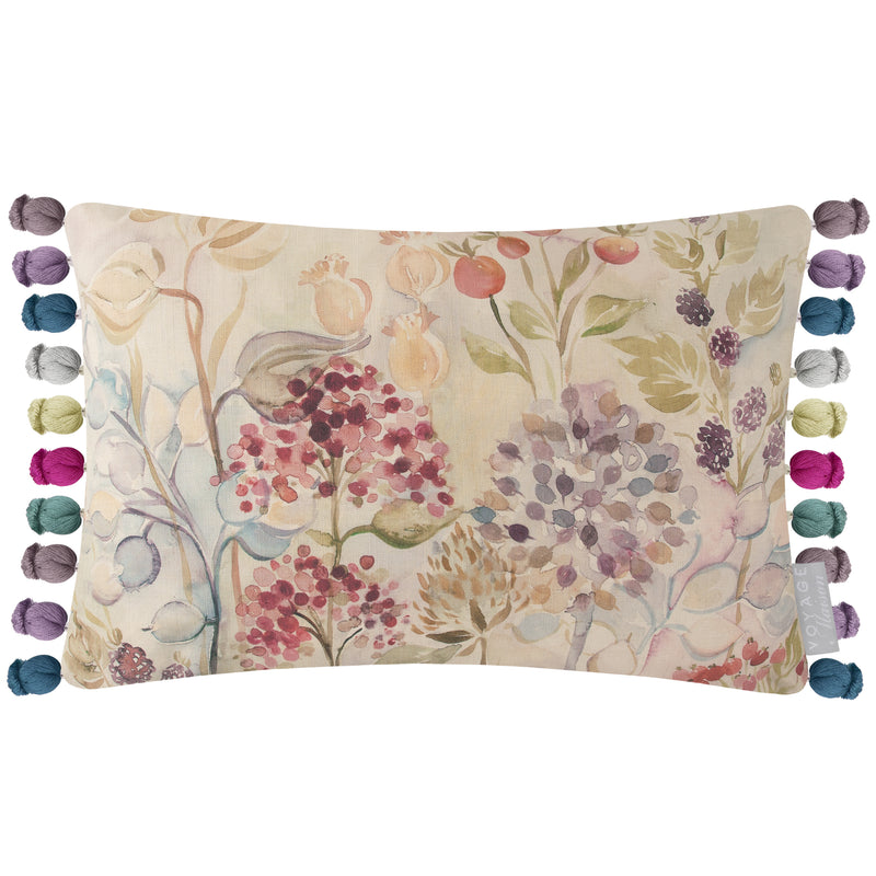 Floral Cream Cushions - Hedgerow Printed Feather Filled Cushion Linen Voyage Maison