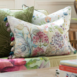 Floral Multi Cushions - Hedgerow Printed Feather Filled Cushion White Voyage Maison