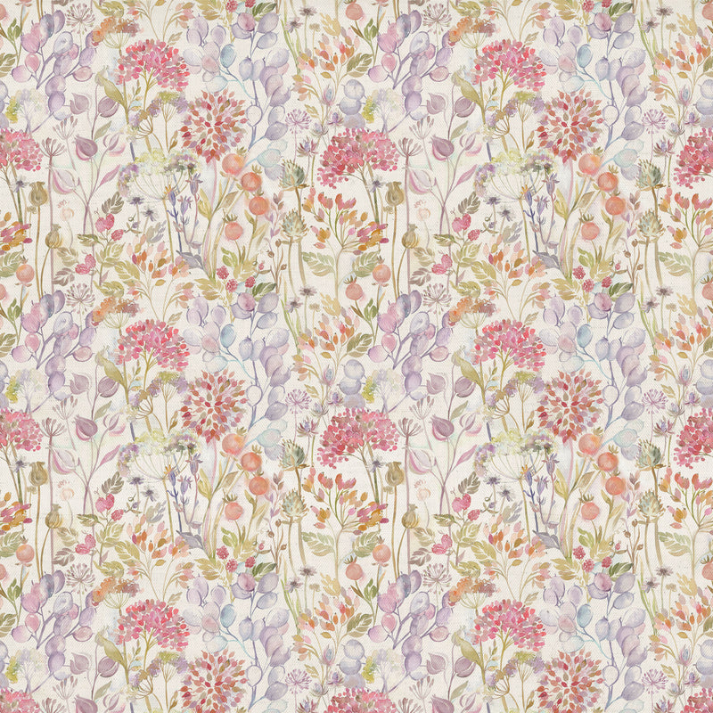 Floral Orange Fabric - Hedgerow Printed Linen Fabric Autumn Cream Voyage Maison