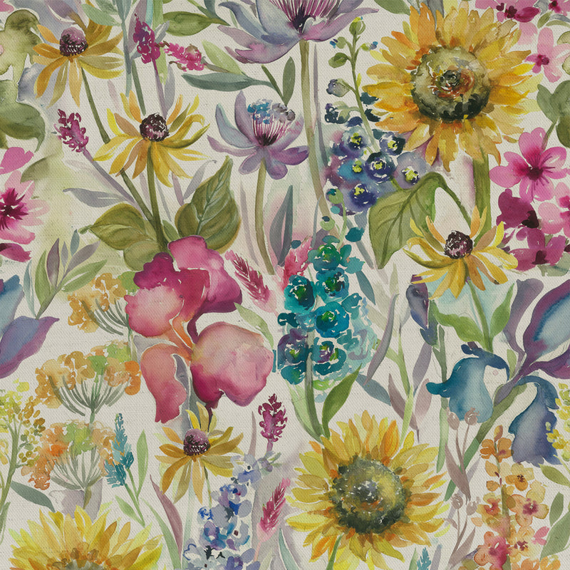 Helianthus Printed Fabric Sample Swatch Multi