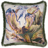 Floral Blue Cushions - Heligan Printed Fringed Cushion Cover Cornflower Marie Burke