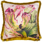 Floral Pink Cushions - Heligan Printed Fringed Cushion Cover Fuchsia Marie Burke