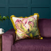 Floral Pink Cushions - Heligan Printed Fringed Cushion Cover Fuchsia Marie Burke