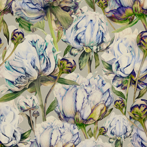 Marie Burke Heligan Printed Cotton Fabric in Cornflower Stone