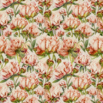 Marie Burke Heligan Printed Cotton Fabric in Coral/Natural