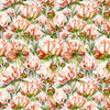 Marie Burke Heligan Printed Cotton Fabric in Coral Silver