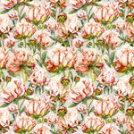 Marie Burke Heligan Printed Cotton Fabric in Coral Silver