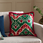 Henderson Embroidered Cotton Cushion Cerise/Jade