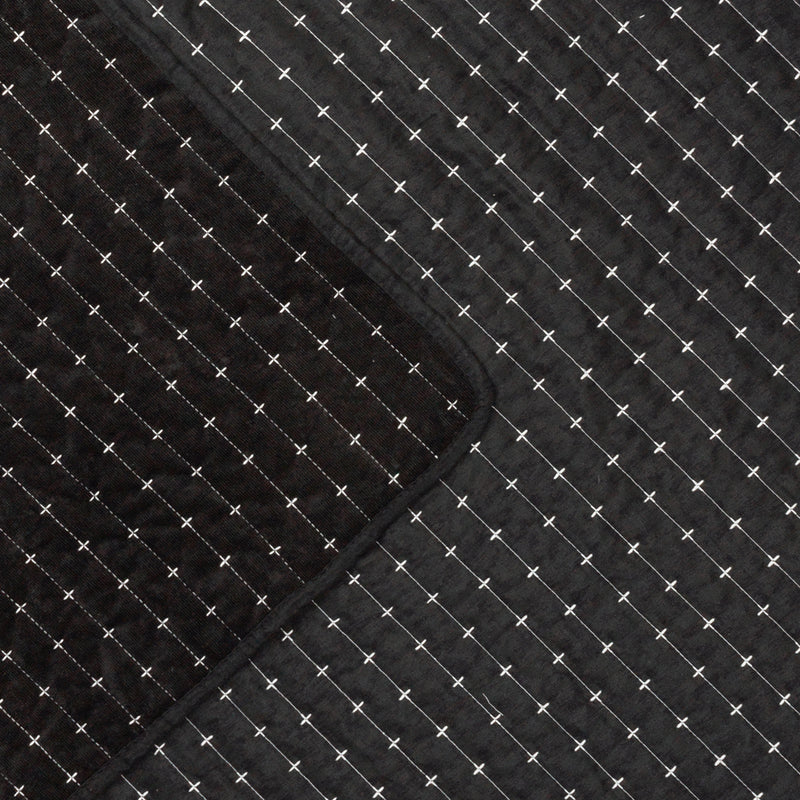 Plain Black Bedding - Henley Pin-cord Bedspread Black Paoletti