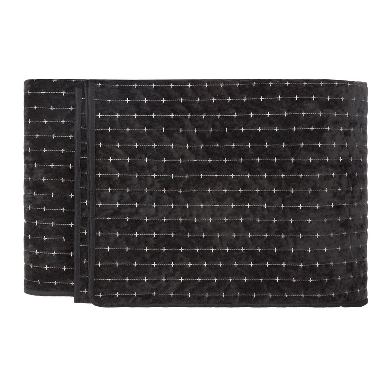 Plain Black Bedding - Henley Pin-cord Bedspread Black Paoletti