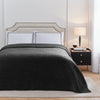 Plain Black Bedding - Henley Pin-cord Bedspread Black Paoletti