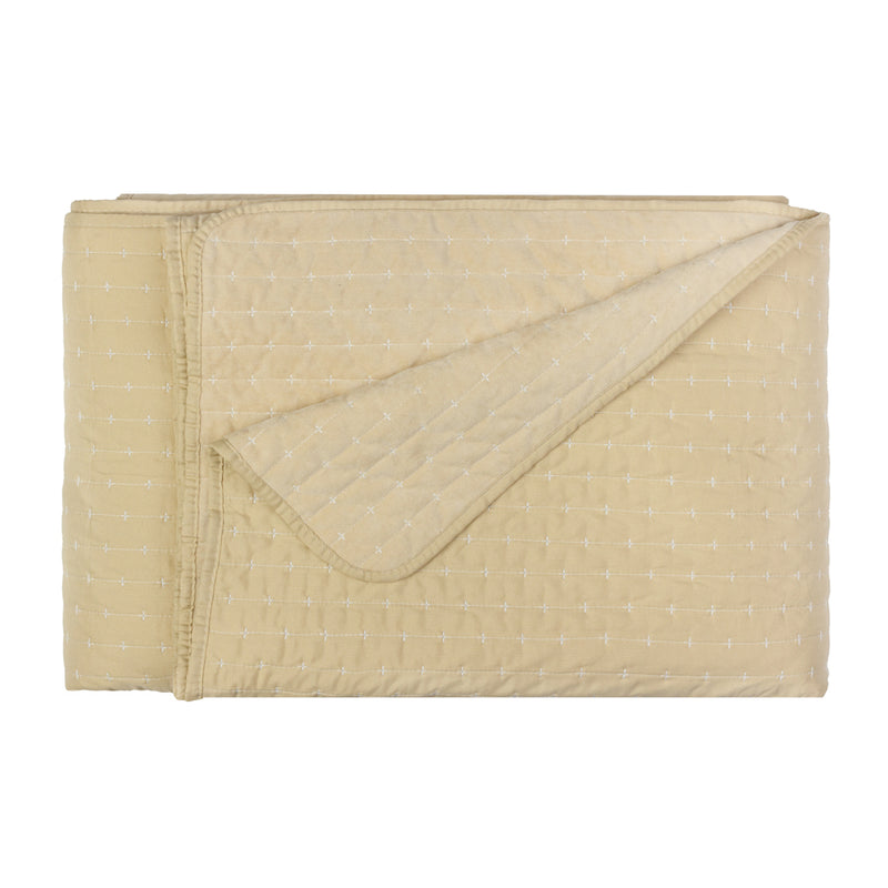 Plain Cream Bedding - Henley Pin-cord Bedspread Champagne Paoletti