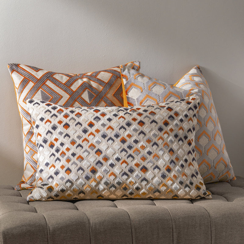 Paoletti Henley Cushion Cover in Ginger/Grey