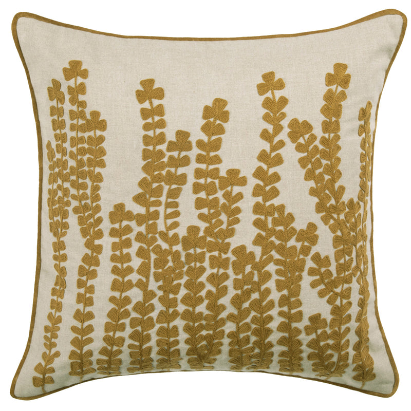 Floral Yellow Cushions - Herb Embroidered Cushion Cover Mustard Additions