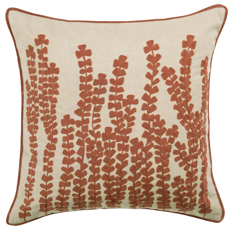 Floral Red Cushions - Herb Embroidered Cushion Cover Persimmon Additions