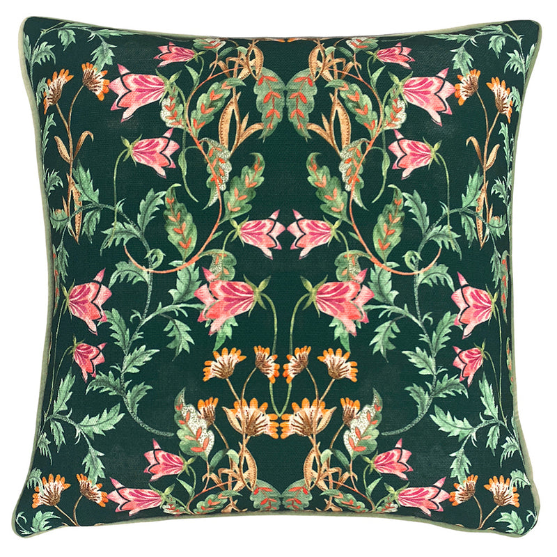 Evans Lichfield Heritage Bell Flowers Cushion Cover in Viridian