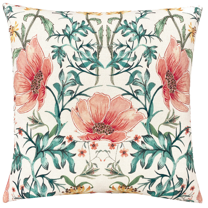 Evans Lichfield Heritage Peony Cushion Cover in Coral