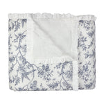 Floral Cream Bedding - Hermione Ruffled Cotton Bedspread Ivory/Blue Wylder Nature
