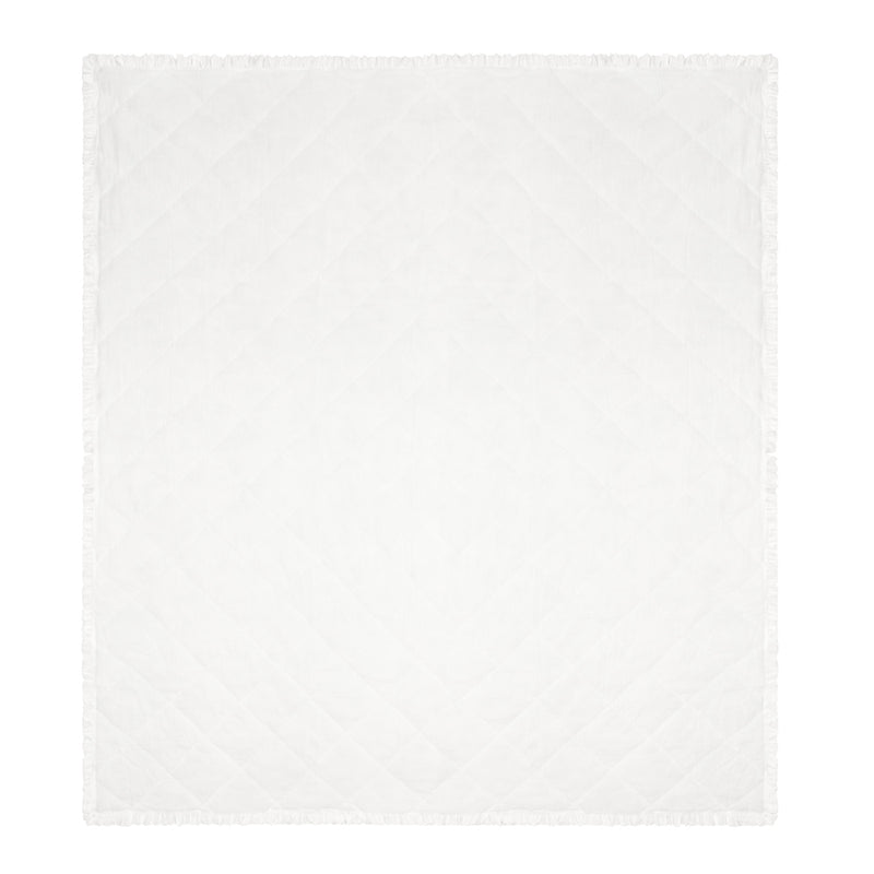 Floral Cream Bedding - Hermione Ruffled Cotton Bedspread Ivory/Blue Wylder Nature