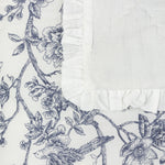 Floral Cream Bedding - Hermione Ruffled Cotton Bedspread Ivory/Blue Wylder Nature