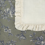 Floral Green Bedding - Hermione Ruffled Cotton Bedspread Moss Wylder Nature