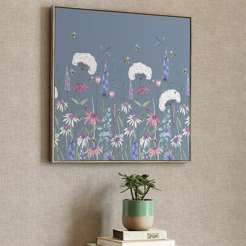 Floral Blue Wall Art - Hermione  Framed Canvas Bluebell Voyage Maison