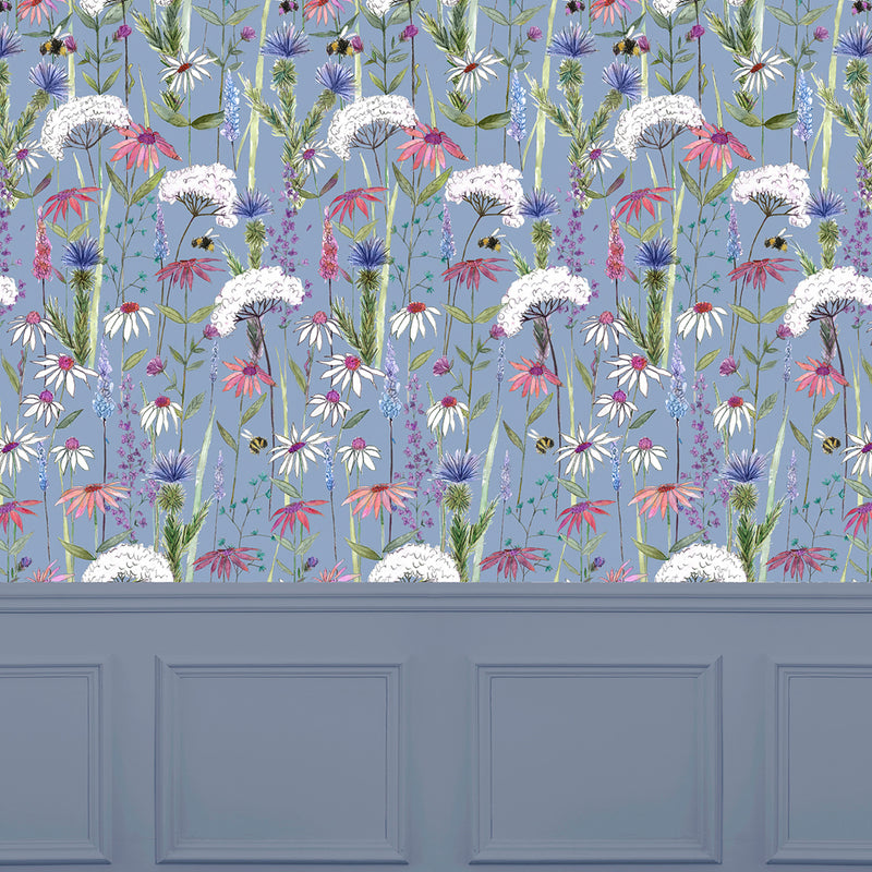 Voyage Maison Hermione 1.4m Wide Width Wallpaper in Bluebell