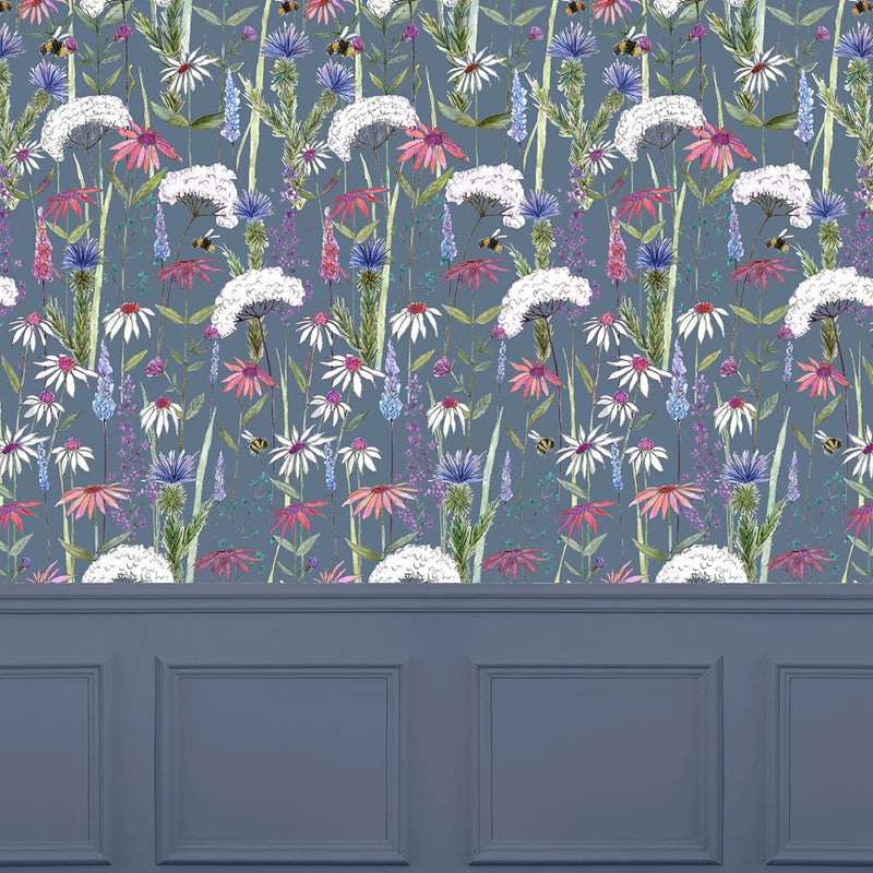 Voyage Maison Hermione 1.4m Wide Width Wallpaper in Indigo